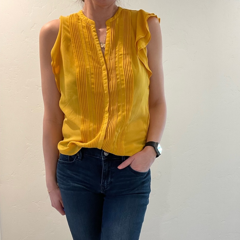 H&M Conscious gold yellow sleeveless blouse, size 6
